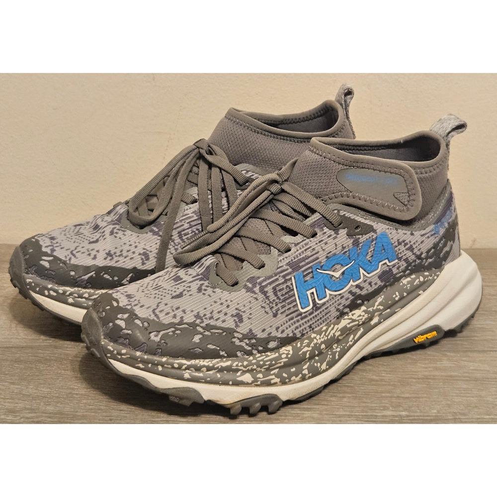 Hoka One One Speedgoat 6 GTX Women 6.5 Grey Blue Trail Running Shoes 1155153 ADC